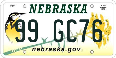 NE license plate 99GC76