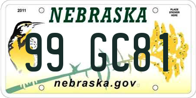 NE license plate 99GC81