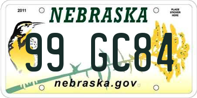 NE license plate 99GC84