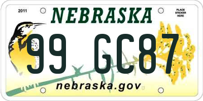 NE license plate 99GC87