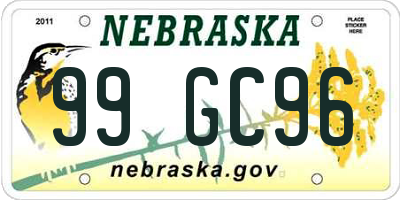 NE license plate 99GC96