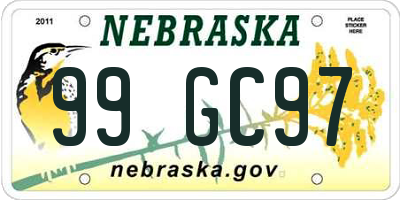 NE license plate 99GC97