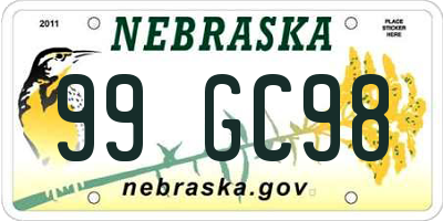 NE license plate 99GC98