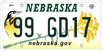 NE license plate 99GD17