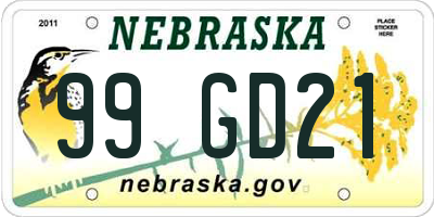 NE license plate 99GD21