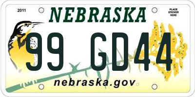 NE license plate 99GD44