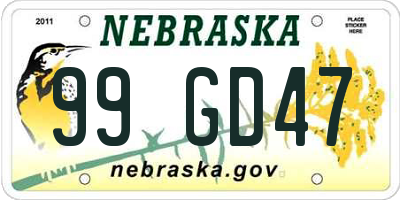 NE license plate 99GD47