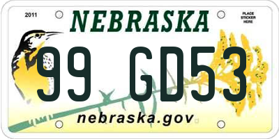 NE license plate 99GD53