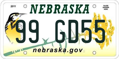 NE license plate 99GD55