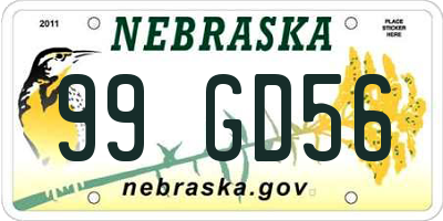 NE license plate 99GD56