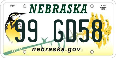 NE license plate 99GD58