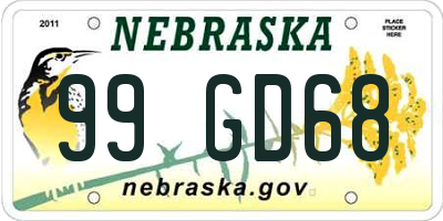 NE license plate 99GD68