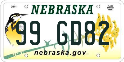 NE license plate 99GD82