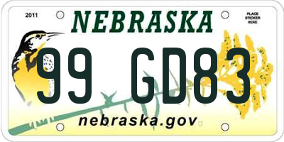 NE license plate 99GD83