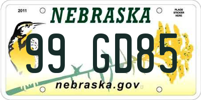 NE license plate 99GD85