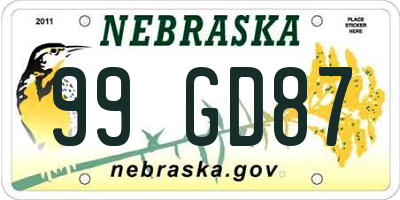 NE license plate 99GD87