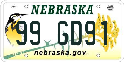 NE license plate 99GD91