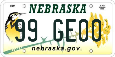 NE license plate 99GE00