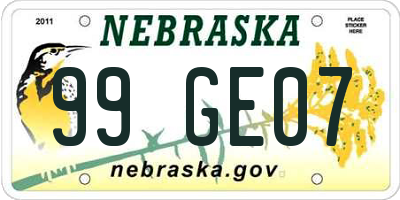 NE license plate 99GE07