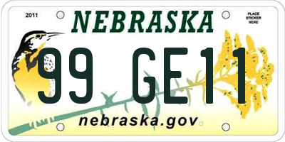 NE license plate 99GE11