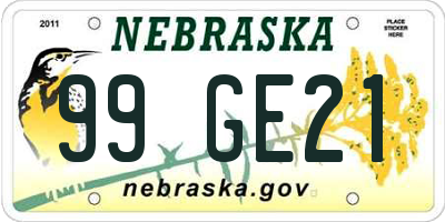 NE license plate 99GE21