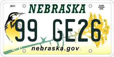 NE license plate 99GE26