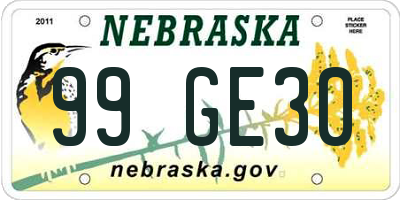 NE license plate 99GE30