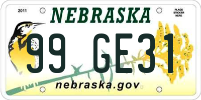 NE license plate 99GE31