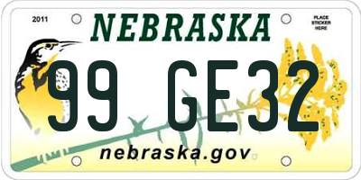 NE license plate 99GE32