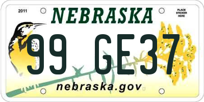 NE license plate 99GE37