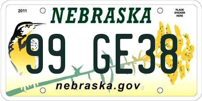 NE license plate 99GE38