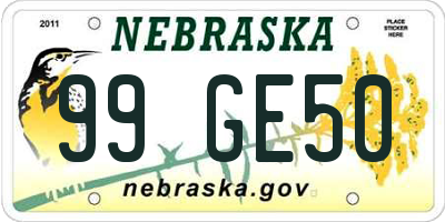 NE license plate 99GE50