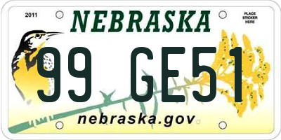 NE license plate 99GE51