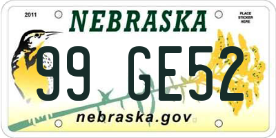 NE license plate 99GE52