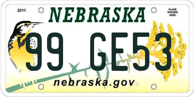 NE license plate 99GE53