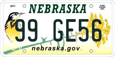 NE license plate 99GE56