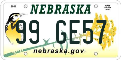 NE license plate 99GE57