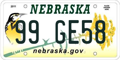 NE license plate 99GE58