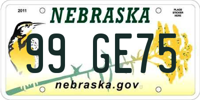 NE license plate 99GE75