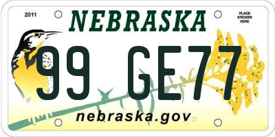 NE license plate 99GE77