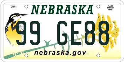 NE license plate 99GE88