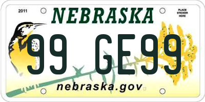 NE license plate 99GE99