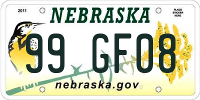 NE license plate 99GF08