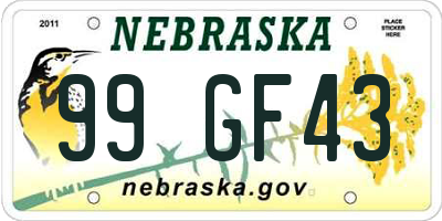NE license plate 99GF43