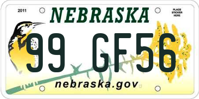 NE license plate 99GF56