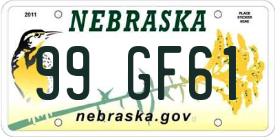 NE license plate 99GF61