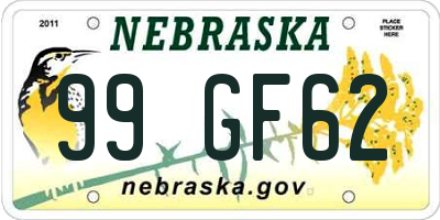 NE license plate 99GF62