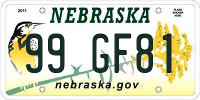 NE license plate 99GF81