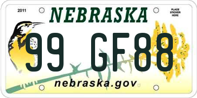 NE license plate 99GF88