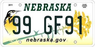 NE license plate 99GF91